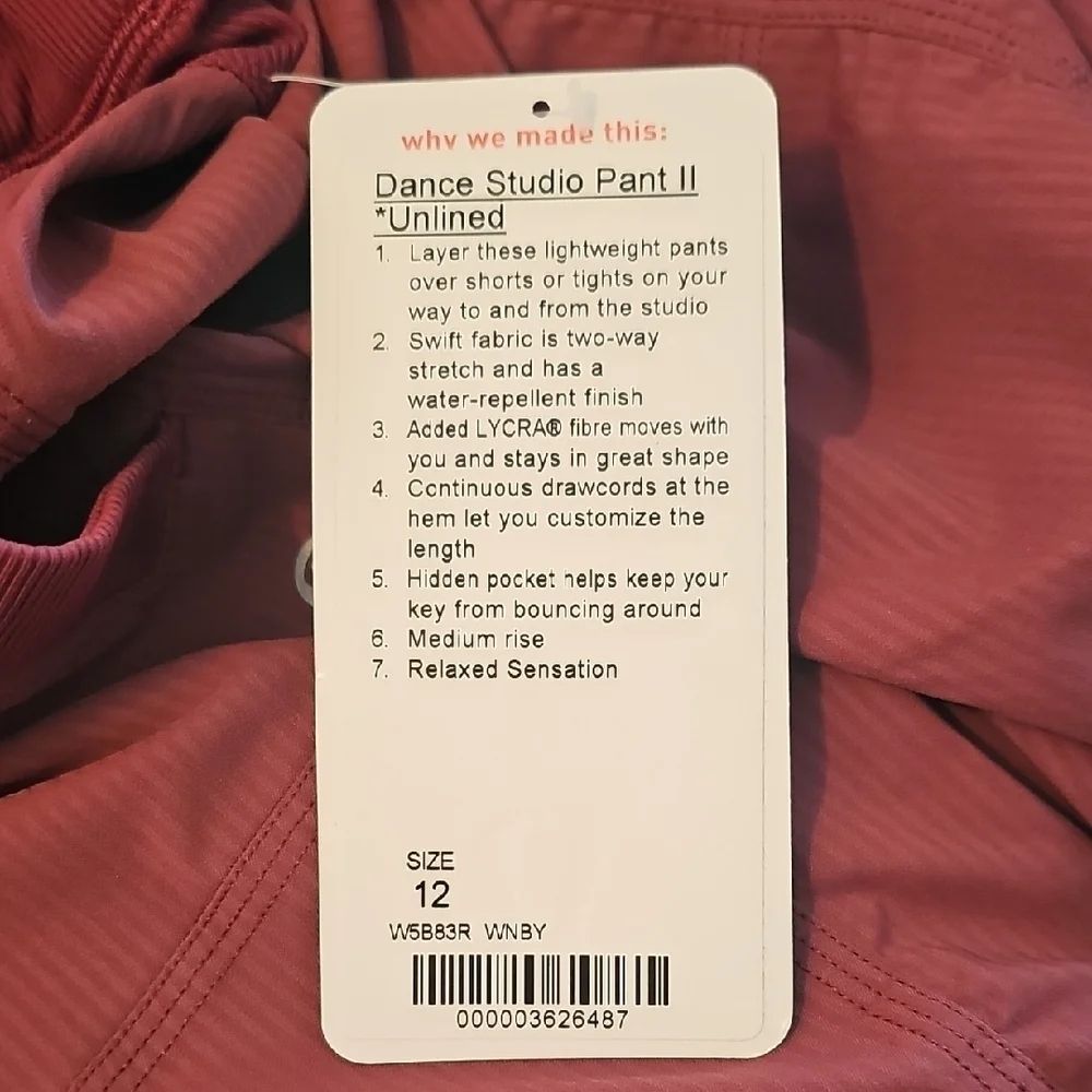 Burgundy Dance Studio Pants